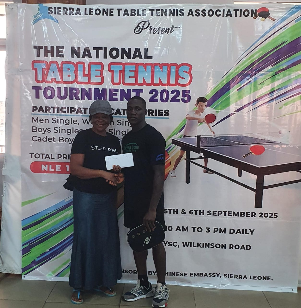 Prize ceremony at Sierra Leone National Table Tennis Tournament